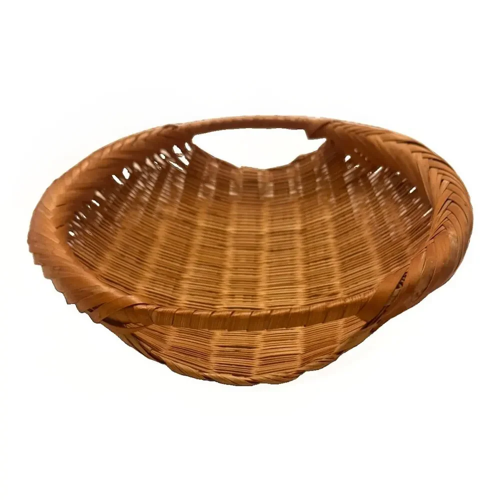 Vintage Hand Woven Sieve Woven Split Bamboo Winnowing Round Basket Tray 9” 3783